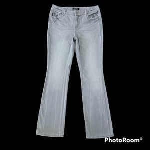 𝅺WHITE House Black Market Gray Bootcut Embroidered Jeans